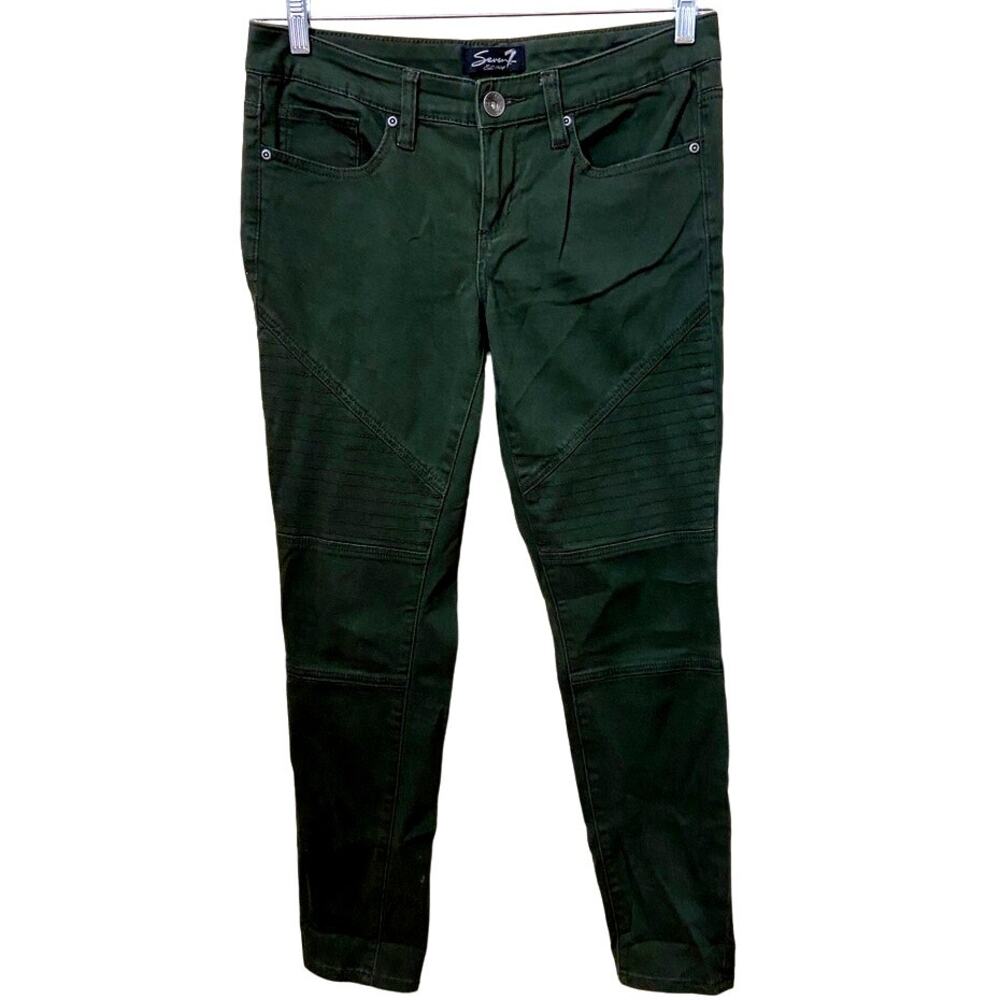 Seven7 Cotton Blend Mid-Rise Ankle Skinny Jeans Dark Green Women's Size US 8
